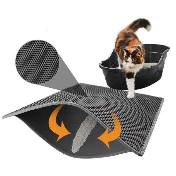 Grey Double Layer Waterproof Cat Litter Mat